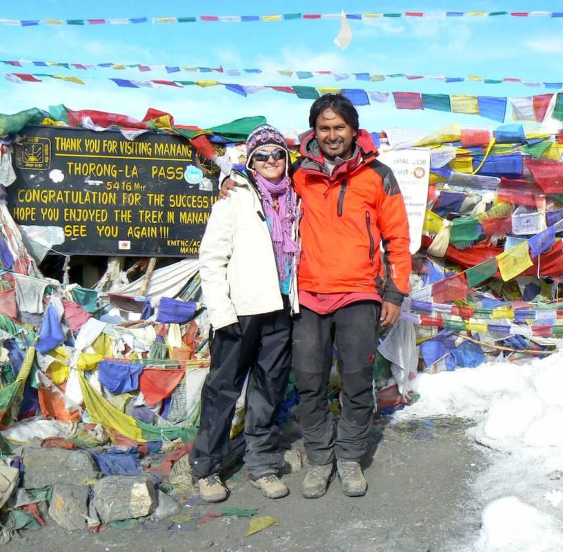 Tina Eckert und Bhagwan Thorong-La Pass